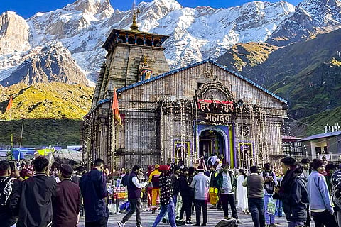 People offer prayers at Kedarnath temple