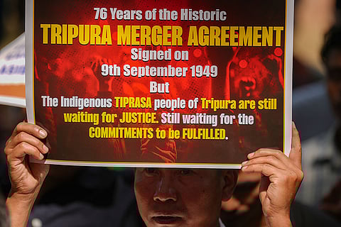 Indigenous People of Tripura protests at Jantar Mantar