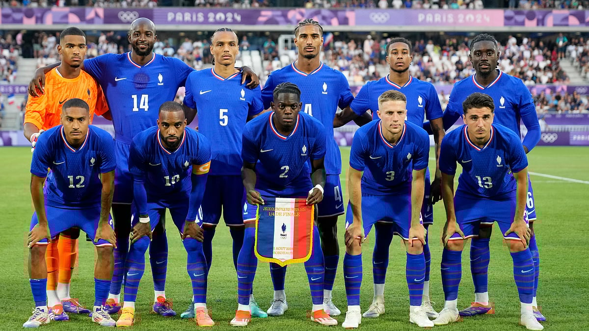 (AP Photo/Moises Castillo)
 : France Vs Iceland Live Streaming, FIFA World Cup 2026 European Qualifiers: France players pose for a photo during a quarter final soccer match between France and Argentina, at Bordeaux Stadium, during the 2024 Summer Olympics, Friday, Aug. 2, 2024, in Bordeaux, France. 