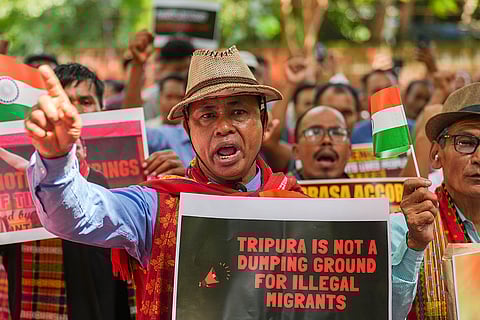 Indigenous People of Tripura protests at Jantar Mantar