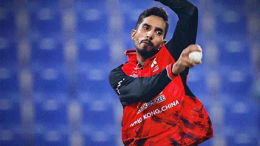 Afghanistan vs Hong Kong, Asia Cup 2025: Ateeq Iqbal en route his record wicket-maiden over. - X/Asian Cricket Council