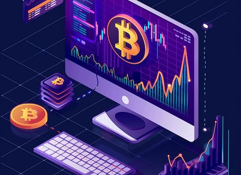 Digital illustration of Crypto coins