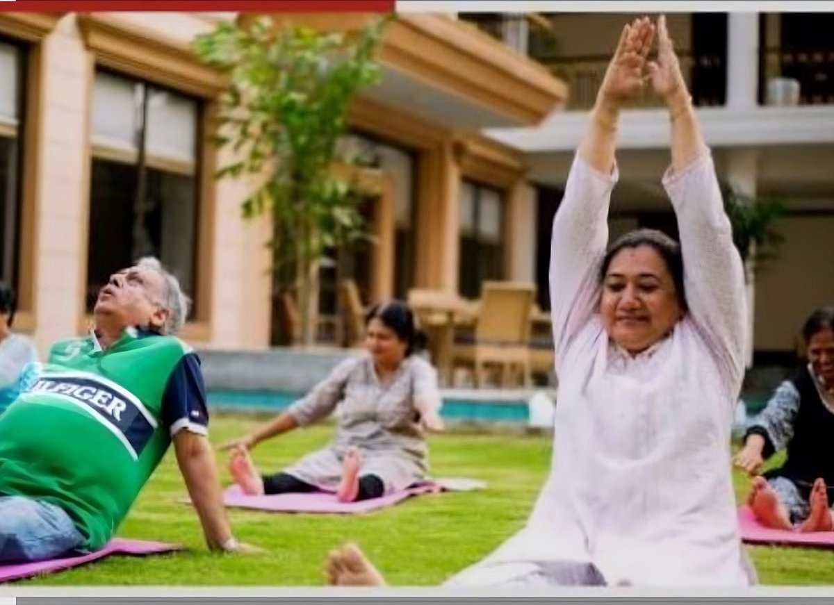 Senior Citizens practising yoga
