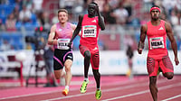 | Photo: AP/Petr David Josek : File photo of Gout Gout, of Australia, runs to win the men 200 meters during the Ostrava Golden Spike athletics meet in Ostrava, Czech Republic, on June 24, 2025. 