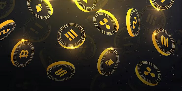 Golden crypto coins, Bitcoin & Altcoins