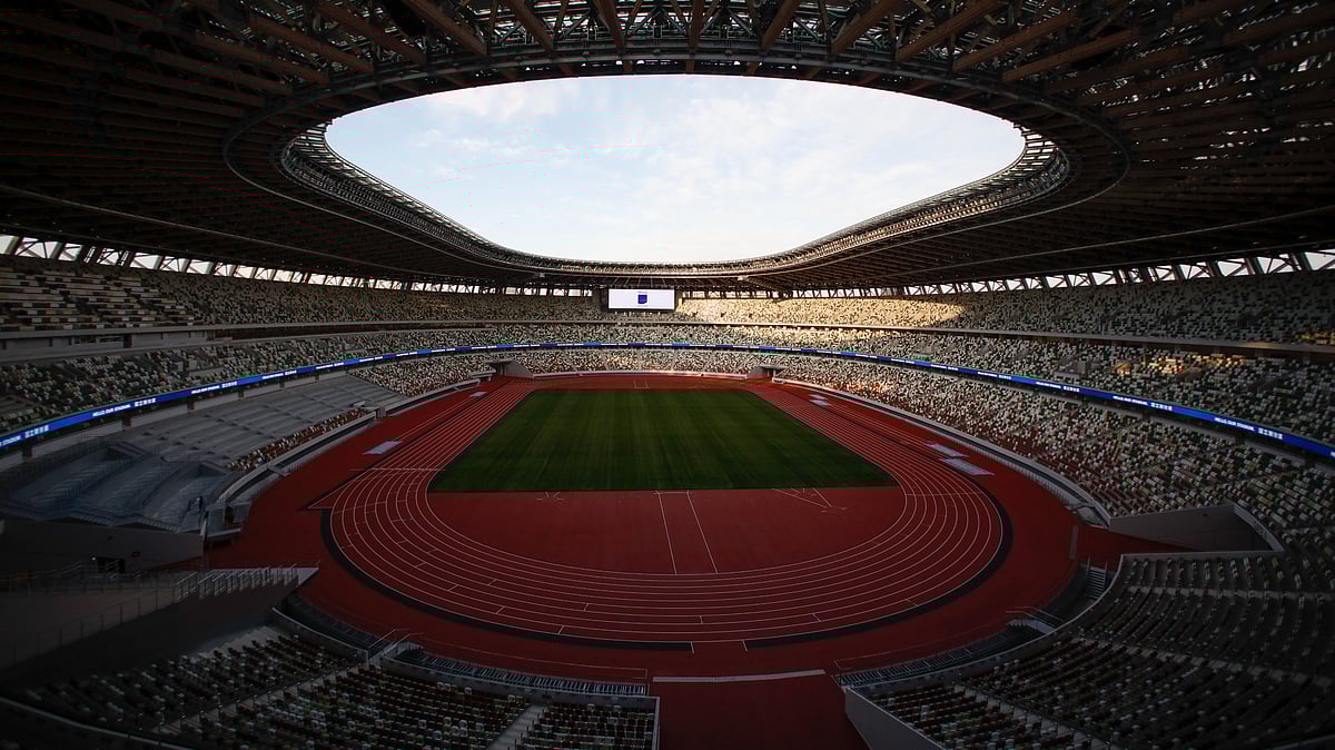 | Photo: AP/Jae C. Hong : File photo of a general view of the new National Stadium is seen on Dec. 15, 2019, in Tokyo.