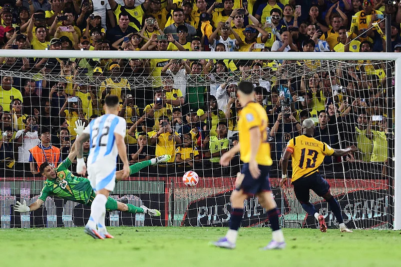 FIFA World Cup CONMEBOL qualifying soccer match Ecuador vs Argentina_ Enner Valencia