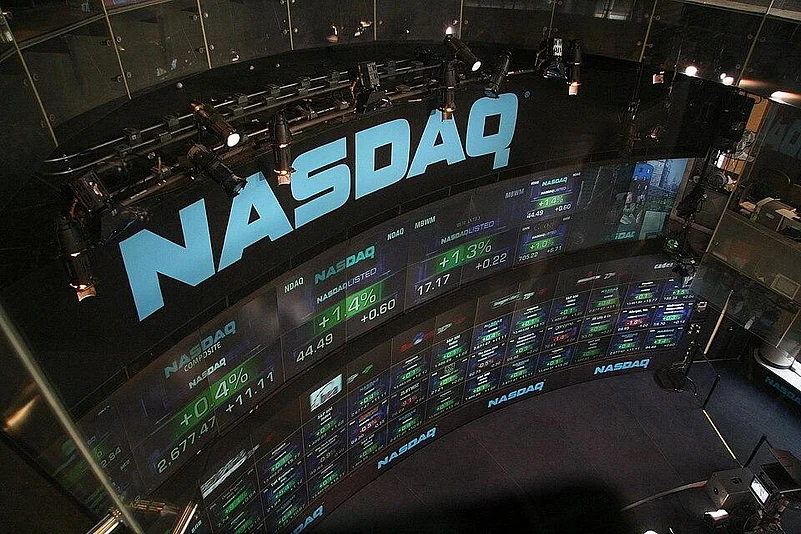 Nasdaq screen with stock data
