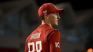England captain Harry Brook in action against South Africa.