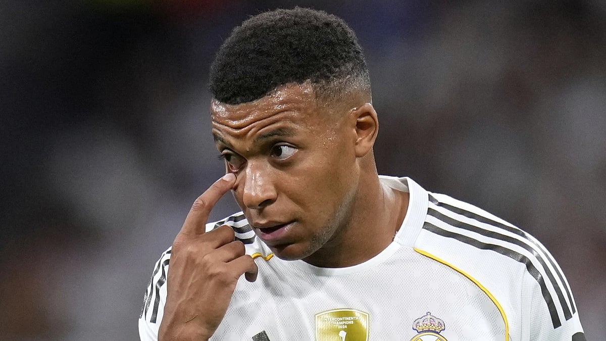 | Photo: AP/Manu Fernandez : Real Madrid's Kylian Mbappe gestures during the Spanish La Liga soccer match between Real Madrid and Mallorca in Madrid, Saturday, Aug. 30, 2025.