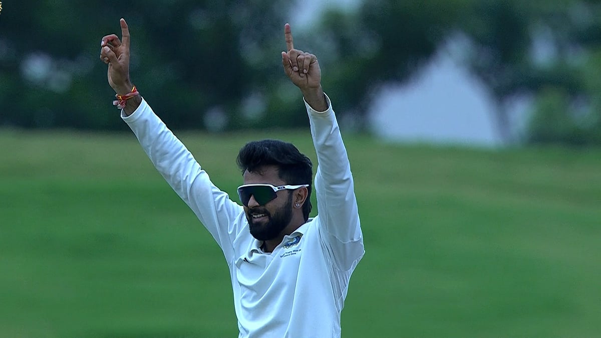 X/BCCI : Saransh Jain, all rounder from MP, during Duleep Trophy final