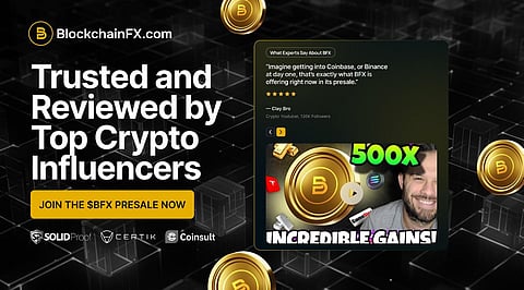 BlockchainFX presale ad showing 500x gains, trusted by top crypto influencers.jpg