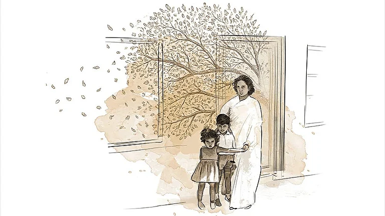 The Trio: Arundhati Roy 
with her mother and brother during their Ooty days - Illustration: Saahil