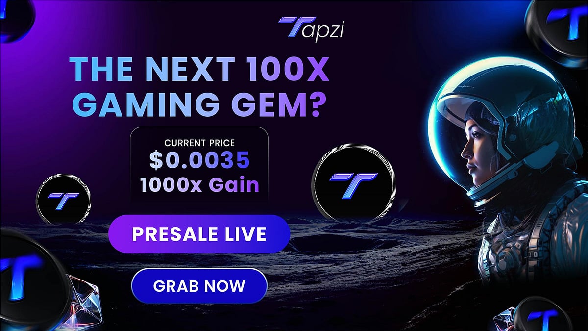 Advertisement for Tapzi, promoted as THE NEXT 100X GAMING GEM.