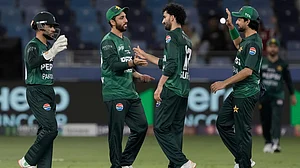 AP : Pakistan Vs Oman, Asia Cup T20: Men In Green celebrate a wicket in Dubai.