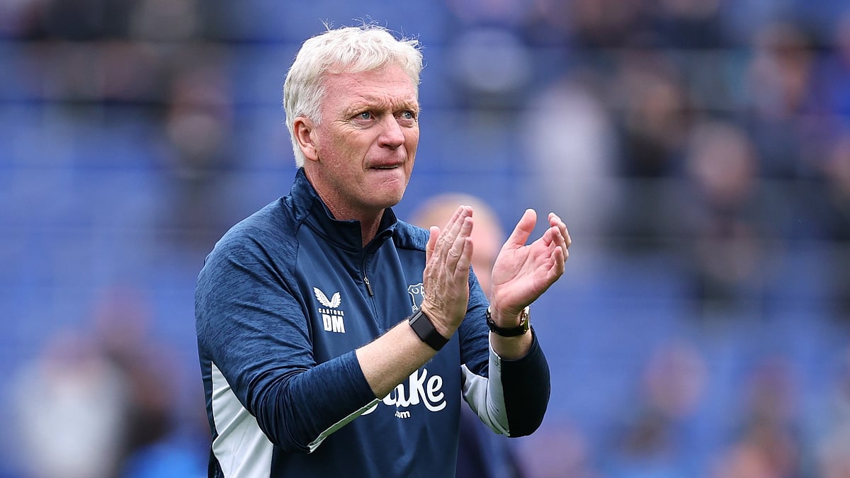 Everton boss David Moyes on the touchlines for the English Premier League match against Aston Villa.