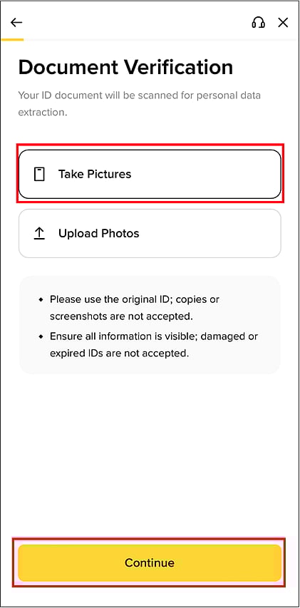 Document Verification Page.