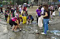 Photo: PTI : Cleanliness drive at Dadar Beach