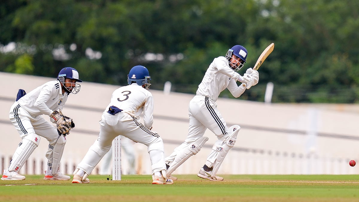 PTI : Yash Rathod (right) plays a shot during the third day of the Duleep Trophy 2025 final between South Zone and Central Zone, at the BCCI Centre of Excellence Ground in Bengaluru.