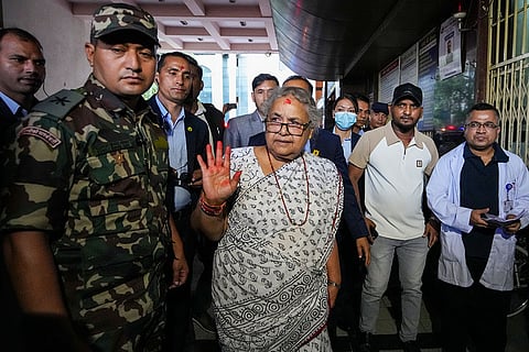 Nepal PM visits a hospital in Kathamandu