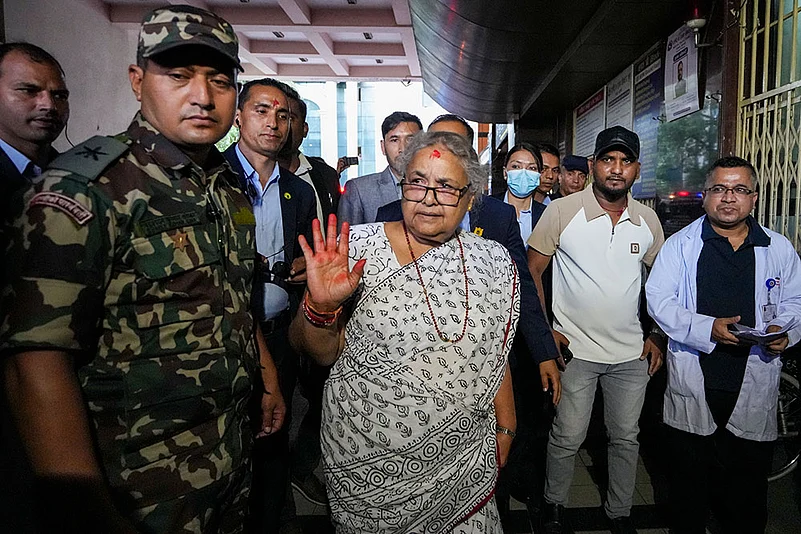 Nepal PM visits a hospital in Kathamandu