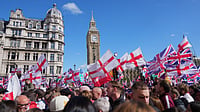AP Photo/Joanna Chan | : People demonstrate during the Tommy Robinson-led Unite the Kingdom march and rally, in London, Saturday Sept. 13, 2025. | representational image |