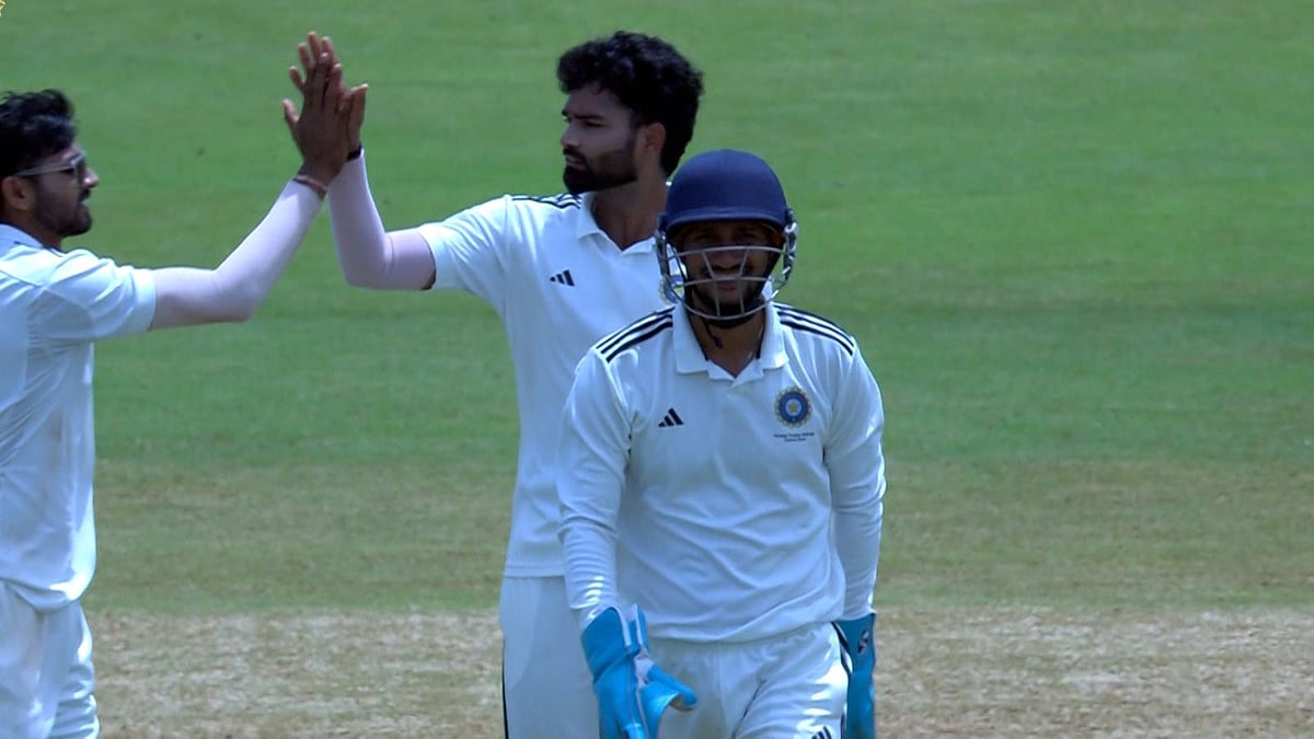 | Photo: X/BCCIdomestic : Central Zone players celebrating after taking a wicket against South Zone on Day 4 of the Duleep Trophy Final