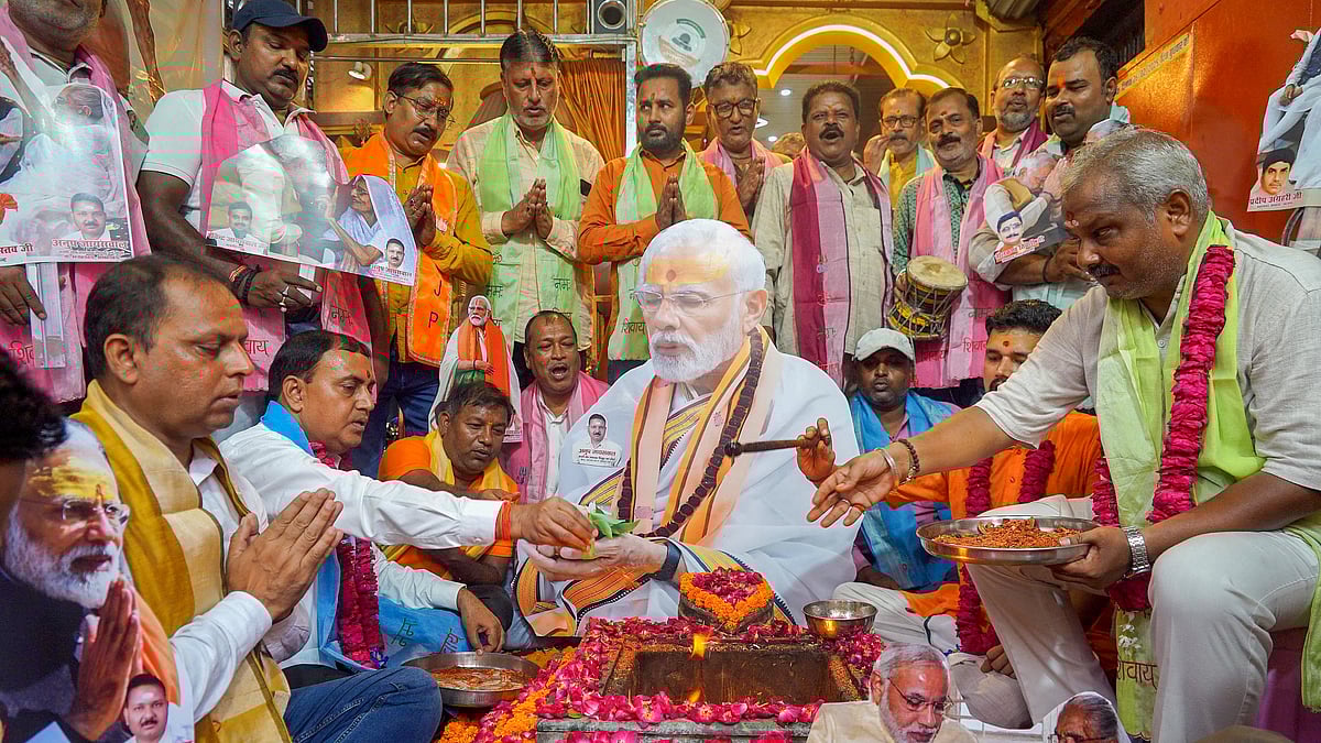 - PTI | : BJP workers perform a special 'havan pujan' at a temple, on the eve of Prime Minister Narendra Modi's 75th birthday, praying for his health and longevity, in Varanasi, Uttar Pradesh, Tuesday, Sept. 16, 2025.