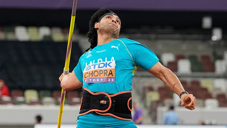 India's Neeraj Chopra competes in the men's javelin throw qualification at the World Athletics Championships in Tokyo, Wednesday, Sept. 17, 2025. - | Photo: AP/Ashley Landis