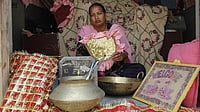 (Photo by Thierry Falise/LightRocket via Getty Images)_ : Balwant Kaur, 30, with the objects from her dowry which, thanks to the intervention of an NGO, she could get back from her in-laws who were treating her as slave. (REPRESENTATIONAL IMAGE)