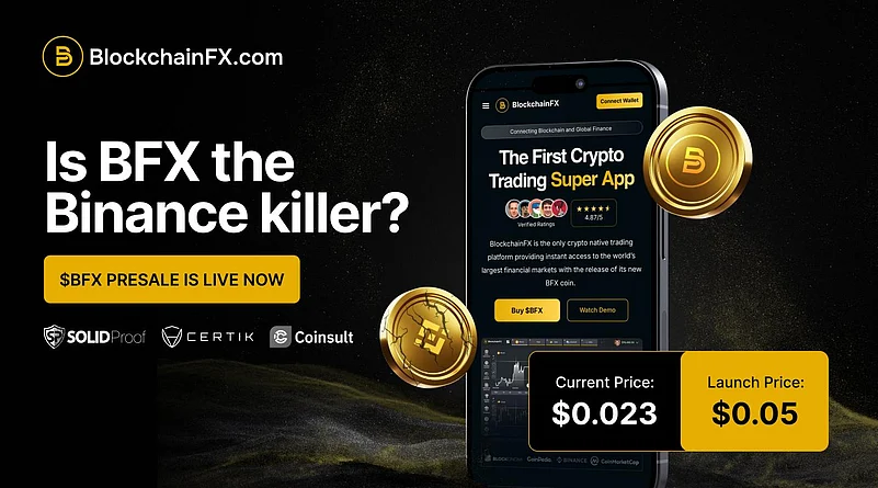BlockchainFX ad: BlockchainFX the Binance killer promoting crypto trading app presale