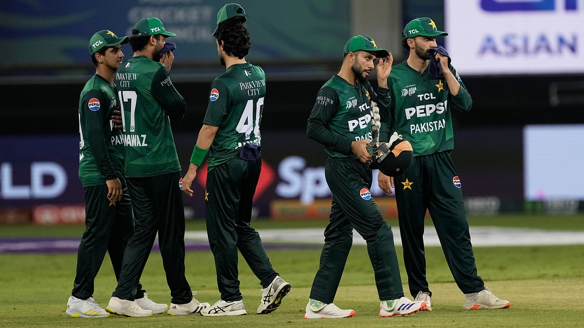 Pakistan players react after their loss in the Asia Cup cricket match against India at Dubai International Cricket Stadium in Dubai, United Arab Emirates, Sunday, Sept. 14, 2025.  - | Photo: AP/Fatima Shbair