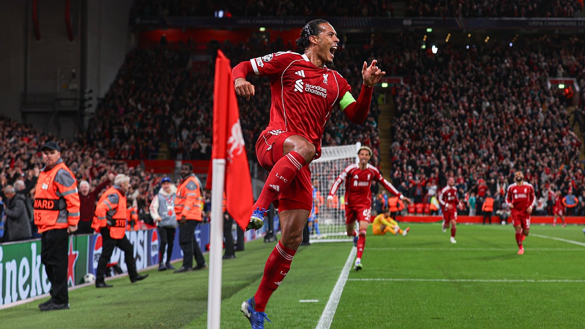Virgil van Dijk celebrates a late winner