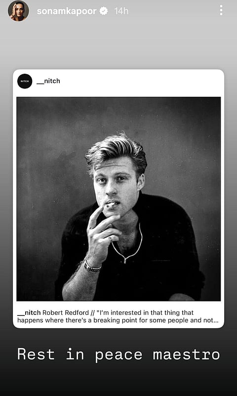Sonam Kapoor's post for Robert Redford 
