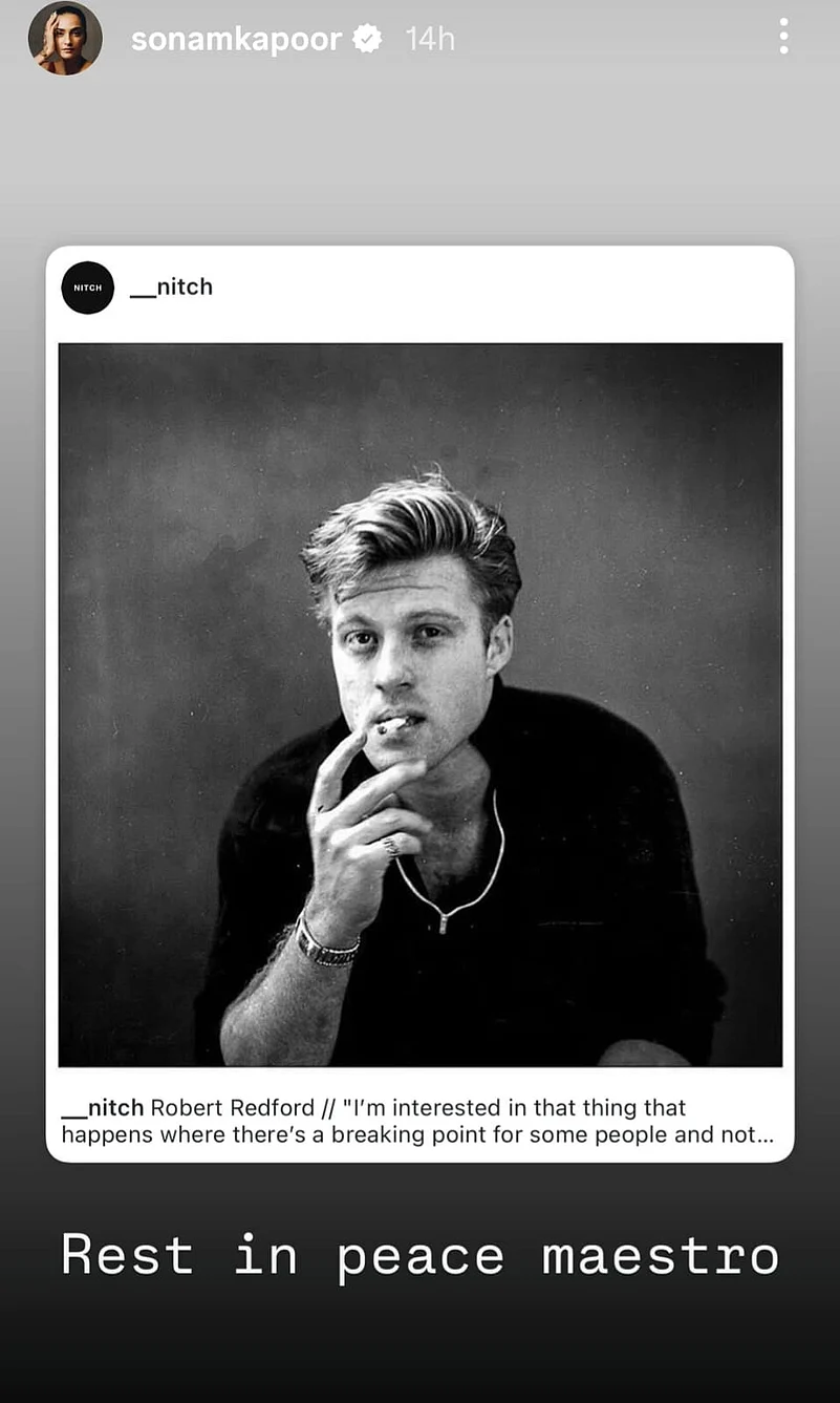 Sonam Kapoors post for Robert Redford