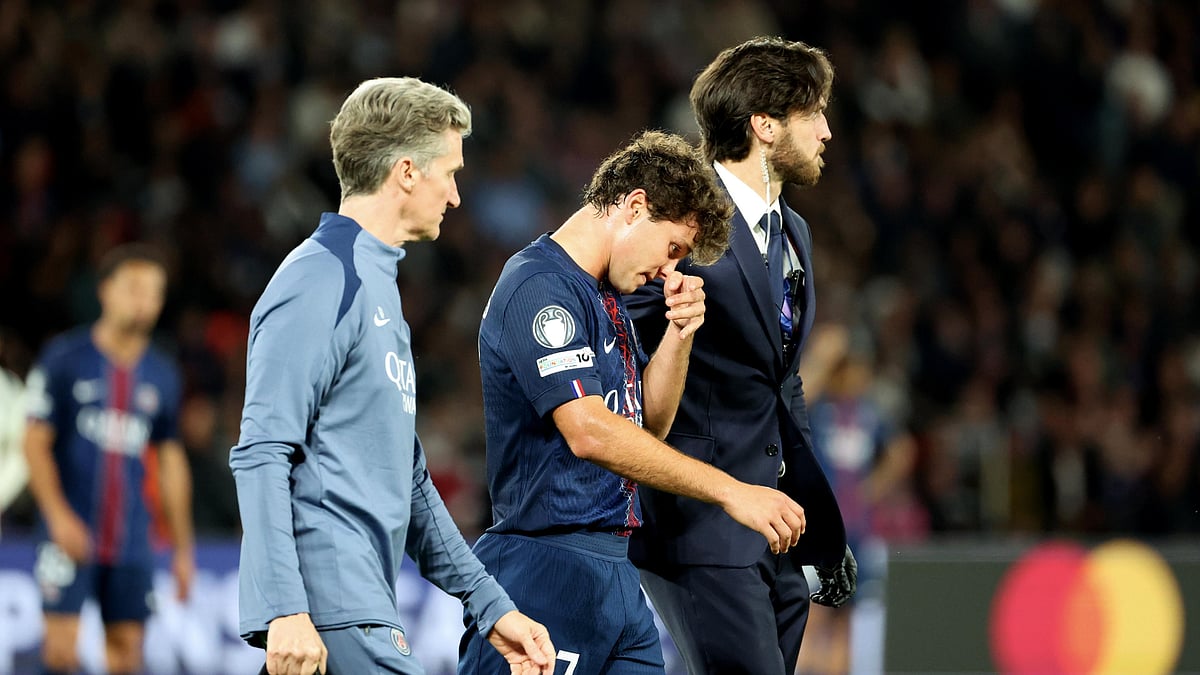 Joao Neves was injured in Paris Saint-Germain's win over Atalanta.