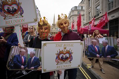 Protests in UK upon the arrival of US President Donald Trump and First Lady Melania Trump