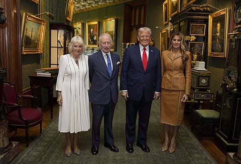 King Charles, Queen Camilla, US President Donald Trump and First Lady Melania Trump