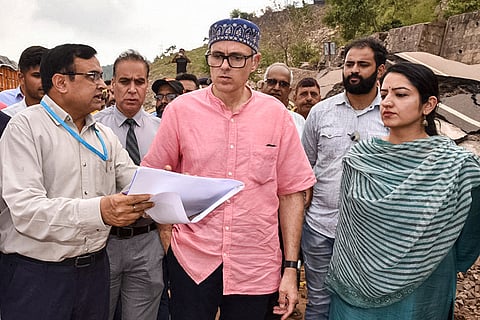 Omar Abdullah inspects restoration work on NH-44