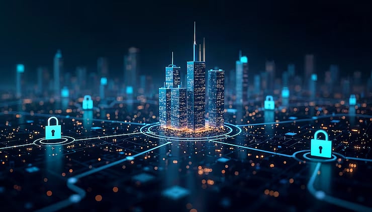Crypto real estate tokenization cityscape