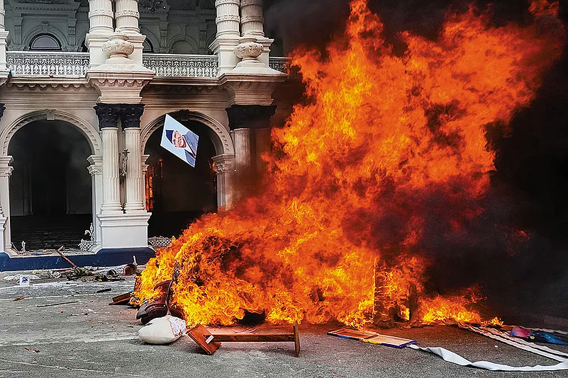 A snapshot of the revolt in Kathmandu, Nepal, on September 9, 2025