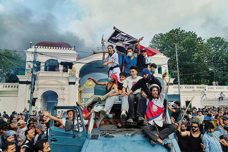 Protesters celebrate during the recent September protests