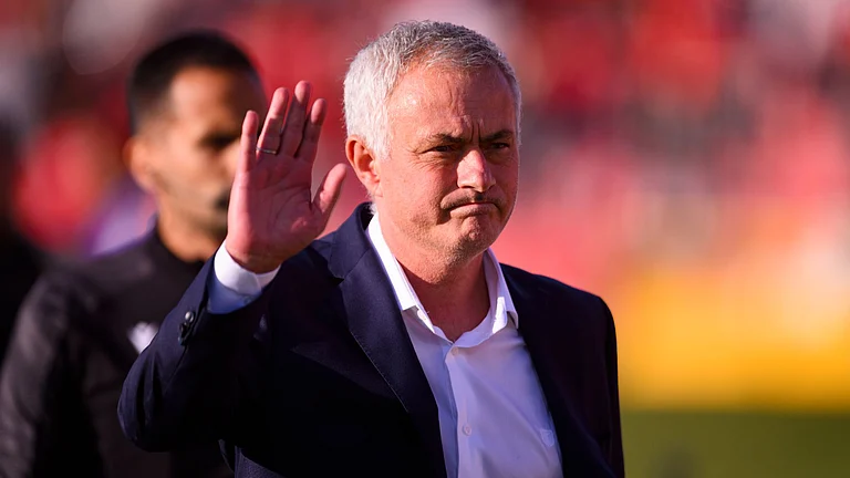 Jose Mourinho on the touchlines during the Primeira Liga match between AVS and Benfica. - null