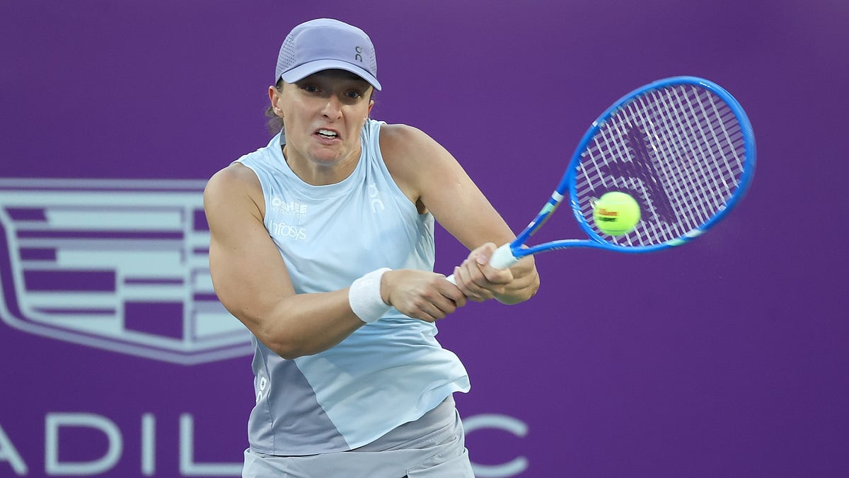 Iga Swiatek in action in Korea Open 2025 against Ekaterina Alexandrova.