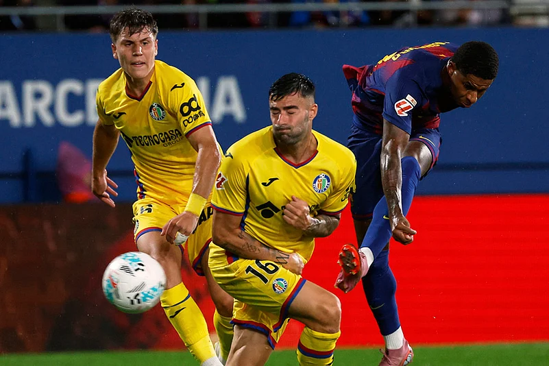 Spain soccer La liga 2025-26 FC Barcelona vs Getafe match pics_Marcus Rashford