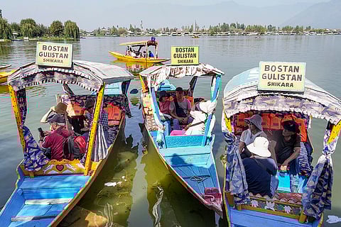 Tourists at the Dal Lake in Srinagar