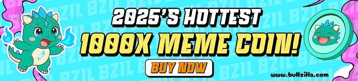BullZilla 2025 meme coin banner with dragon mascot and Buy Now button.