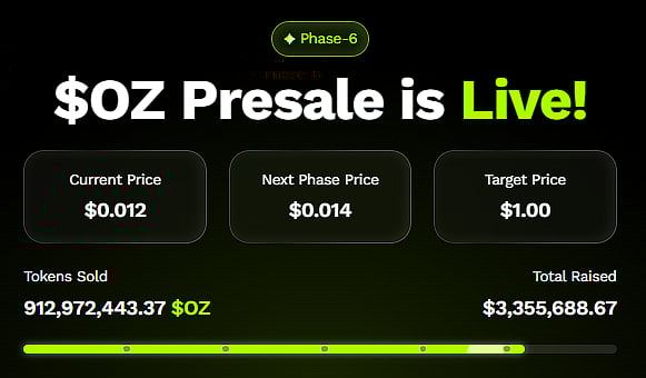 $OZ crypto presale details.