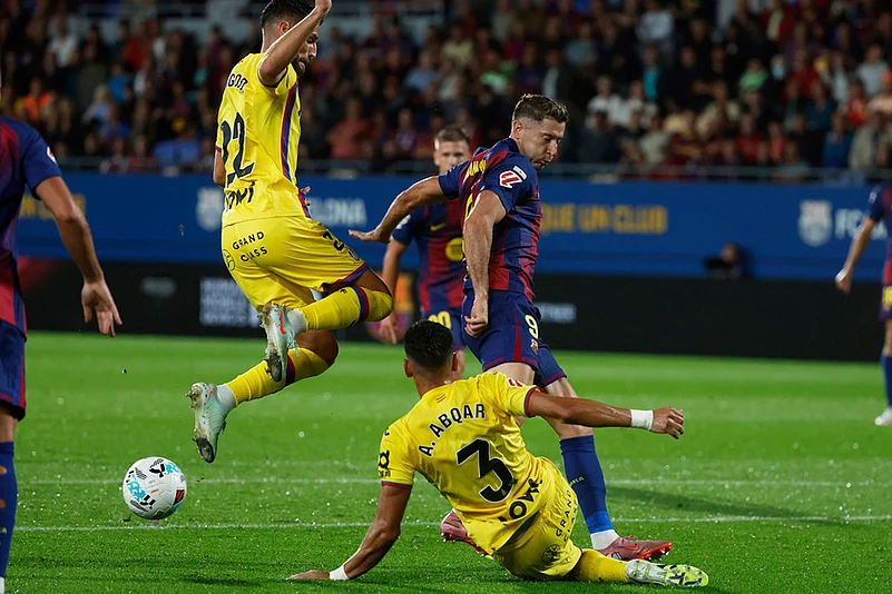 Spain soccer La liga 2025-26 FC Barcelona vs Getafe match pics_Robert Lewandowski