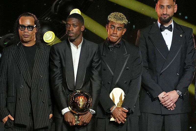 France Soccer Golden Ball Award _ 69th Ballon dOr awards ceremony _Lamine Yamal, Ousmane Dembélé